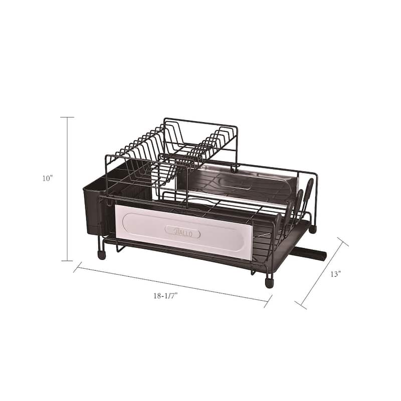 Stainless Steel 2-Tier dish rack with self -draining tray - N/A