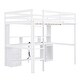 preview thumbnail 12 of 12, Twin/Full Size Loft Bed with Multi-Storage Desk, LED Light, and Bedside Tray - Charging Station, White