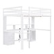 preview thumbnail 12 of 12, Twin/Full Size Loft Bed with Multi-storage Desk, LED light and Bedside Tray, Charging Station, White