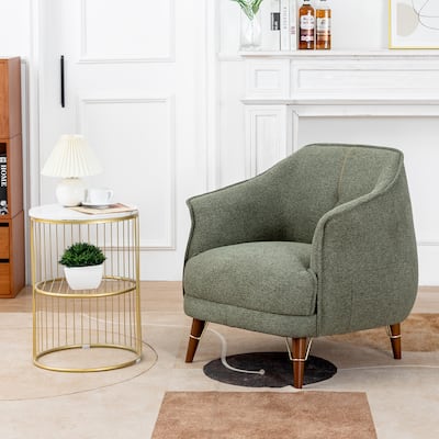 XINMICS Mid-Century Modern Accent Chair, Tufted Upholstered Armchair for Living Room, Bedroom, Set of 1