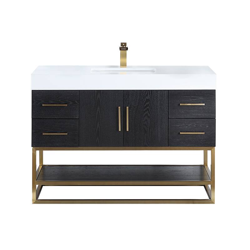 Altair Bianco Bath Vanity with White Composite Stone Top,no Mirror