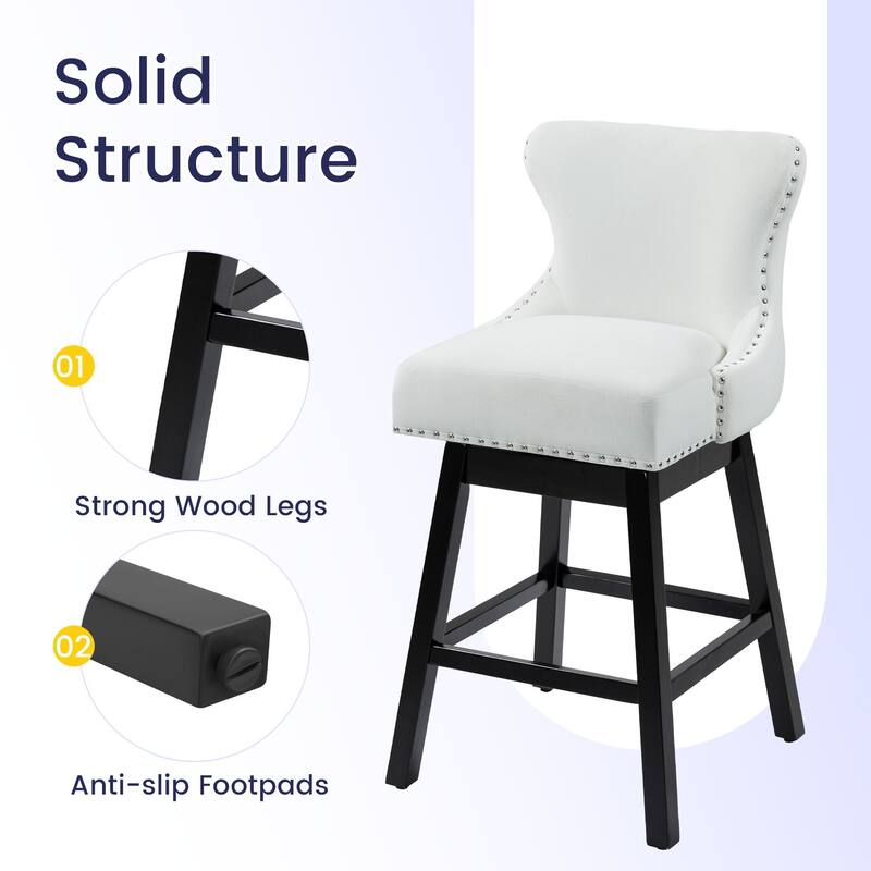 AVAWING Set of 2 Upholstered Fabric Bar Stools Chairs