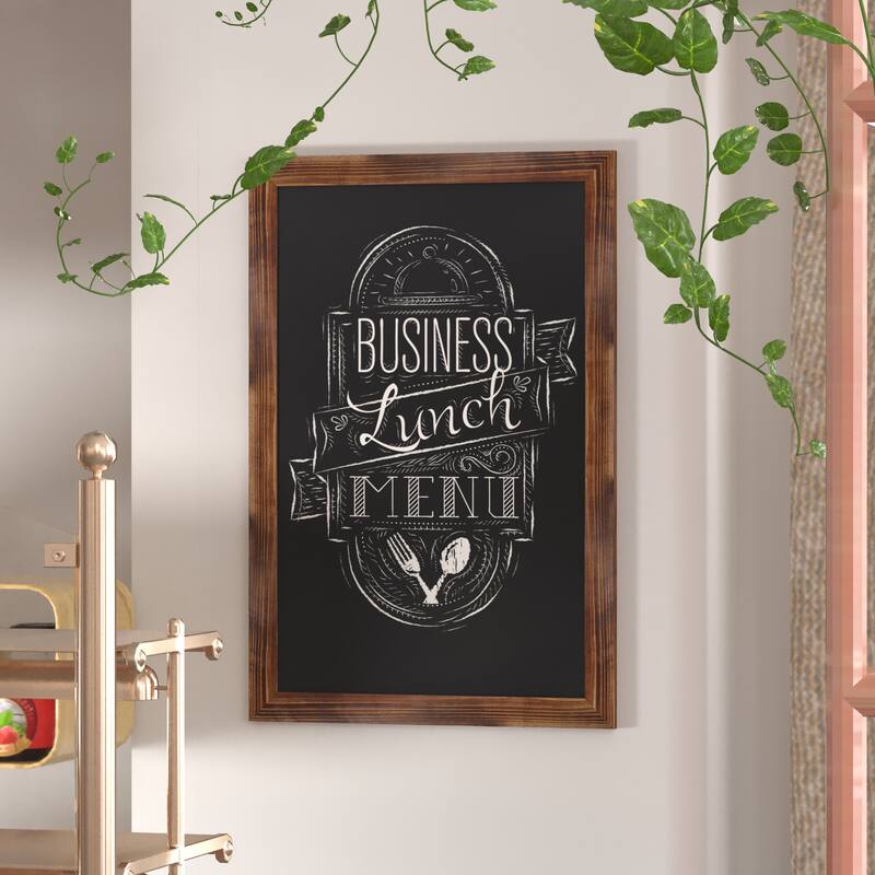 Wall Mounted Magnetic Chalkboard - 24"W x 0.75"D x 36"H - Torched Brown