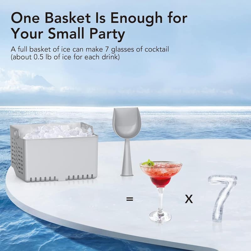 44LBs/24H Portable Countertop Nugget Ice Maker with Ice Basket - N/A