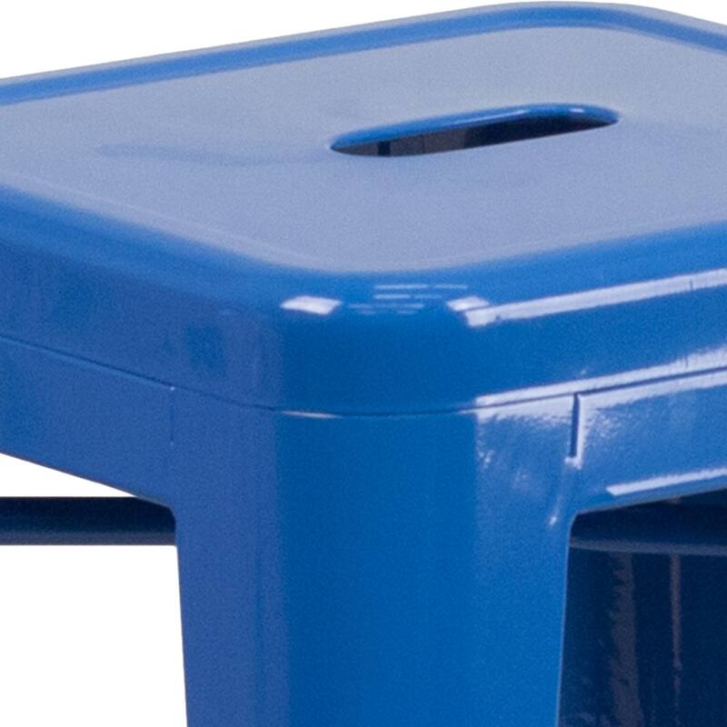 24" High Backless Metal Indoor-Outdoor Counter Height Stool w/Square Seat