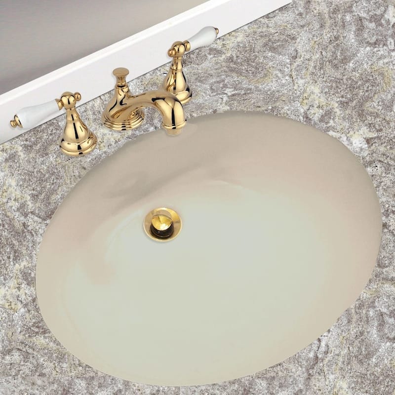 Highpoint Collection Porcelain Oval Undermount Vanity Sink - Biscuit