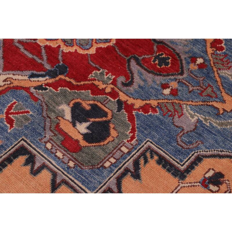 Southwestern Kazak Cruz Orange/Blue Wool Rug - 8'1'' x 10'0''