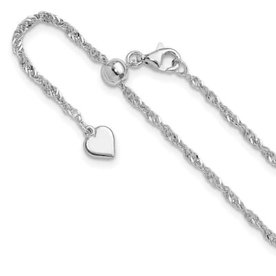 Curata 925 Sterling Silver Adjustable 2mm Singapore Chain Necklace
