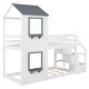 preview thumbnail 4 of 5, Twin Over Twin Bunk Bed with Storage Stairs,Window,Guardrail, Ladder,Wood Bed with Roof