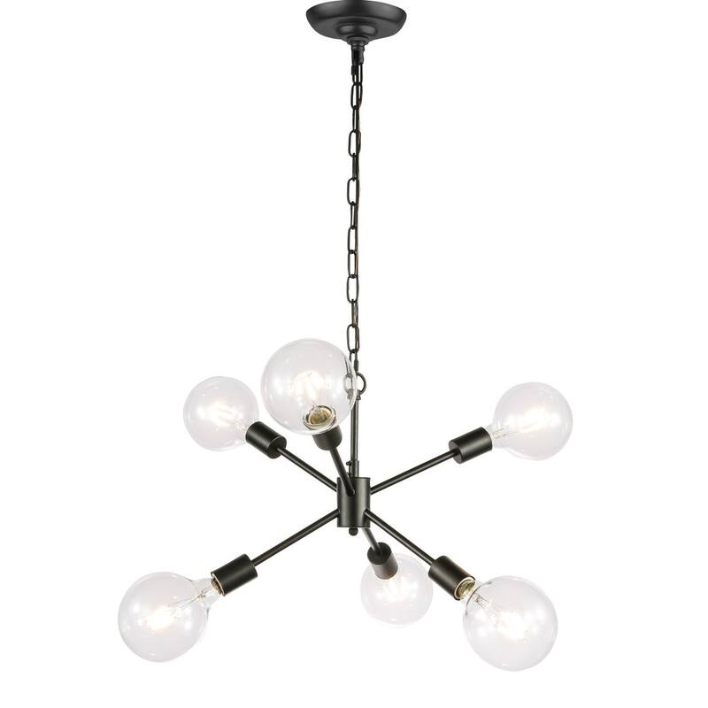 Maya 16-Inch Clear 6-Light Pendant - Black