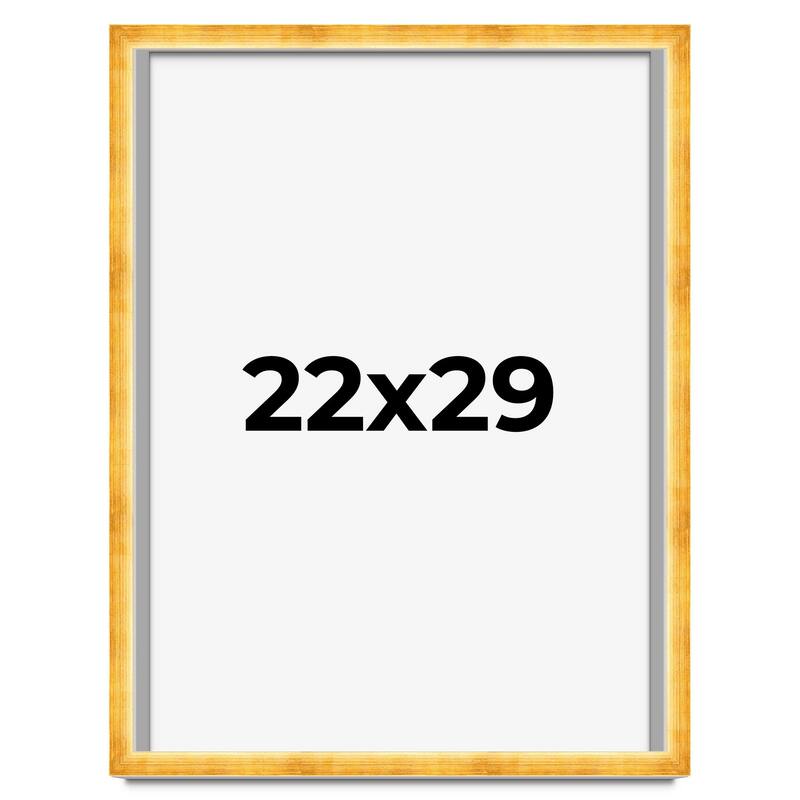 22x29 Shadow Box Frame Gold | 1.625 Inches Deep Real Wood Traditional