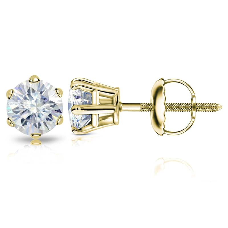 Auriya 4ctw Round Moissanite Stud Earrings 14k Gold - 8.2 mm