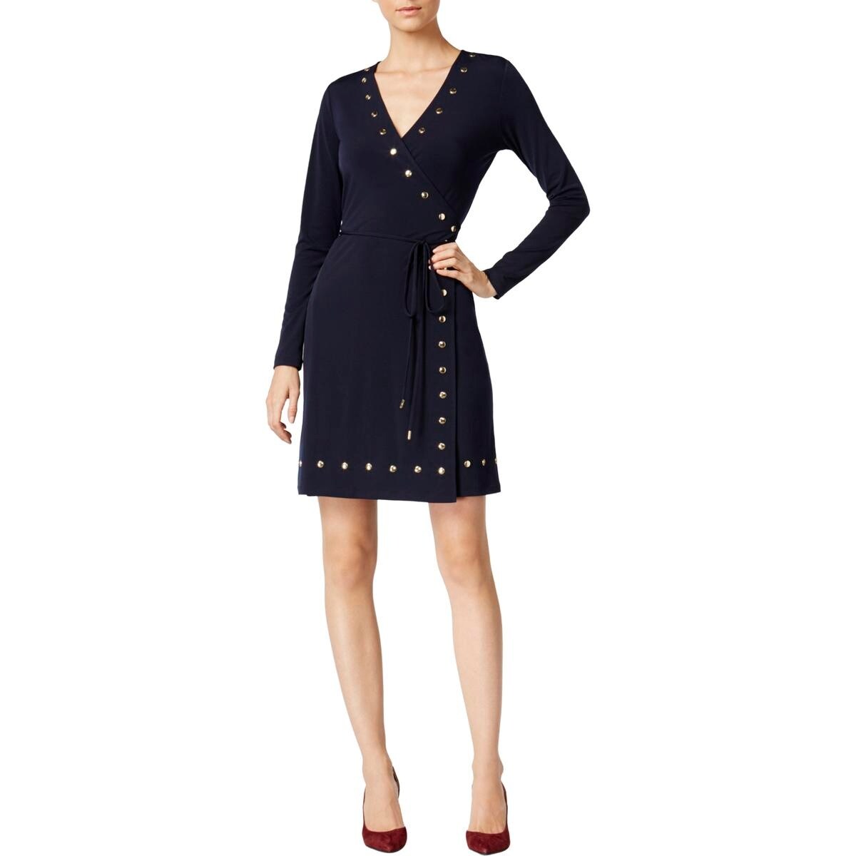 michael michael kors long sleeve wrap dress