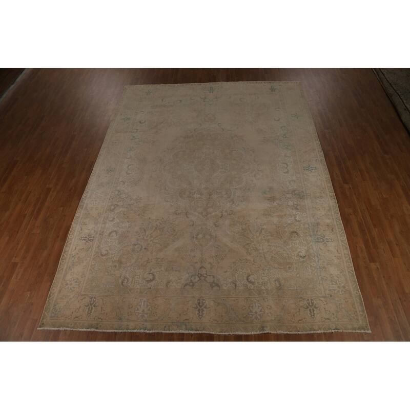 Traditional Tabriz Persian Vintage Area Rug Hand-Knotted Wool Carpet - 9'7" x 12'8"