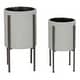 preview thumbnail 4 of 7, Tania Grey Metal Mid-century Modern Planters (Set of 2) - 23' x 12.5'