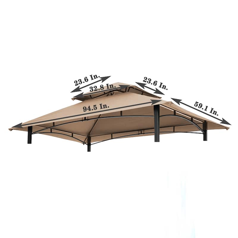 Double Tiered BBQ Tent Roof Top Replacement Canopy for Grill Gazebo