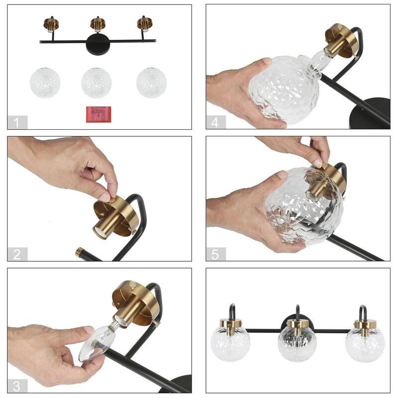 Modern Farmhouse 3-Light Bathroom Vanity Lights Gold Black Wall Sconces - L 22.4"xW 7.8"xH 7.5"