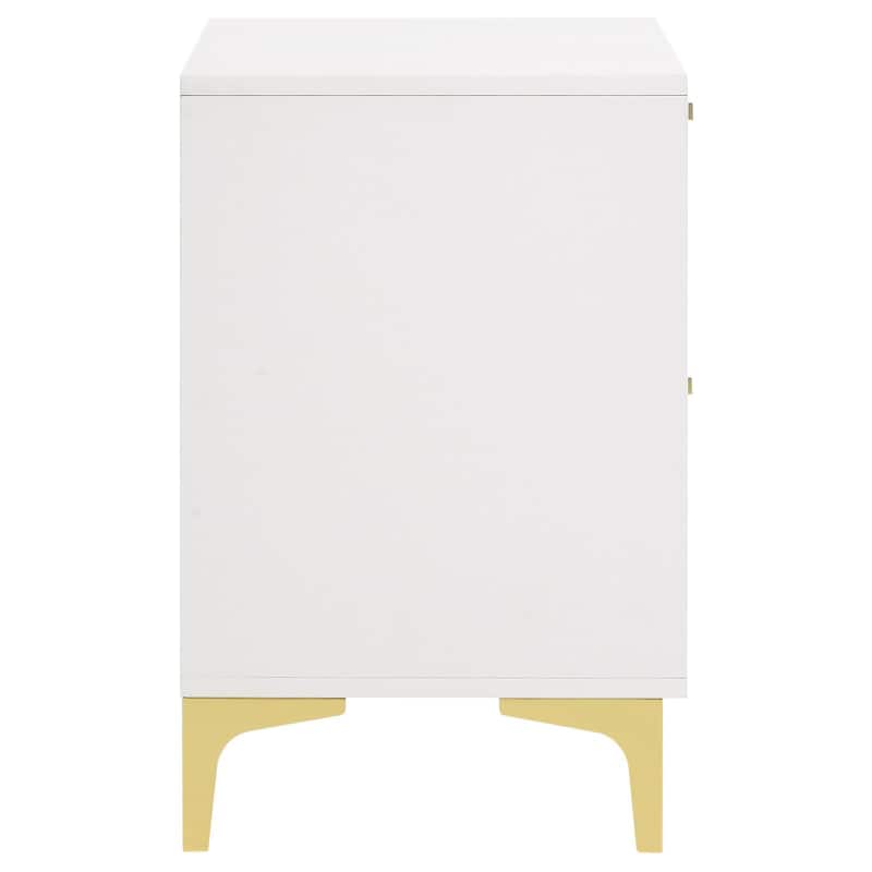 Rectangular Nightstand with 2 Drawers, Bedroom Storage Cabinet with Metal Handles, Accent Cabinet with Metal Legs