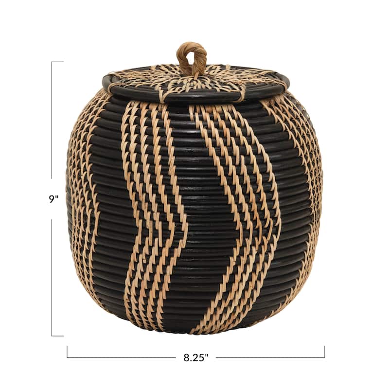 Hand-Woven Rattan Basket with Lid