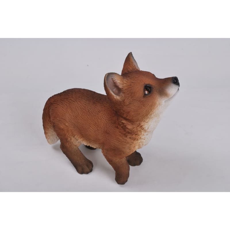 Fox Pup Looking Up Outdoor Garden Statue - 9.5"