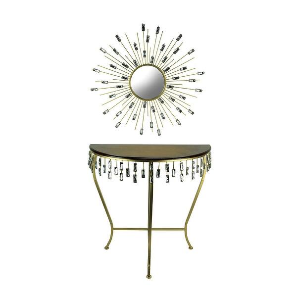 Shop Gold Wood And Metal Jeweled Fringe Console Table And Mirror
