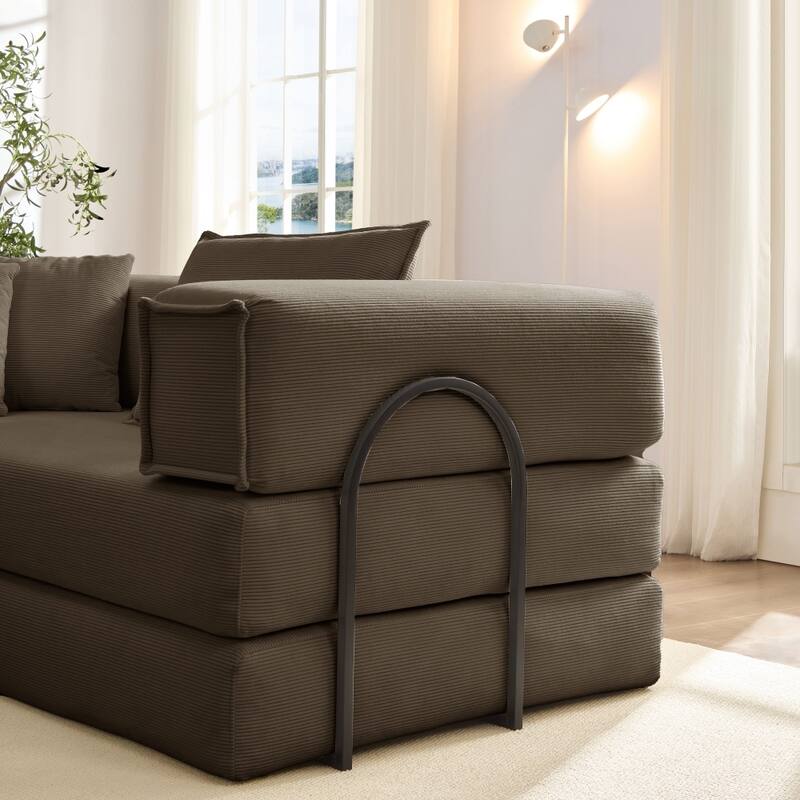 118.2" Modular L-Shaped Oversized Upholstered Sectional Sofa Set with 6 Pillows