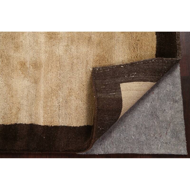 Hand Knotted Oriental 100% Wool Carpet Modern Contemporary Beige & Ivories Gabbeh Area Rug - 4' 9'' X 3' 4''