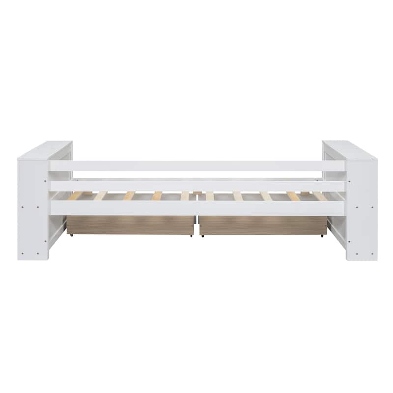 Twin Size Daybed with Shelves and Drawers