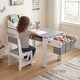 preview thumbnail 2 of 8, Gymax Wooden Kids Art Table & Chair Set w/Paper Roll&Fabric Bins for