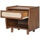 preview thumbnail 17 of 19, Christopher Knight Home - Zessia Retro 19" Wood Nightstand with Woven Drawer and Open Shelf