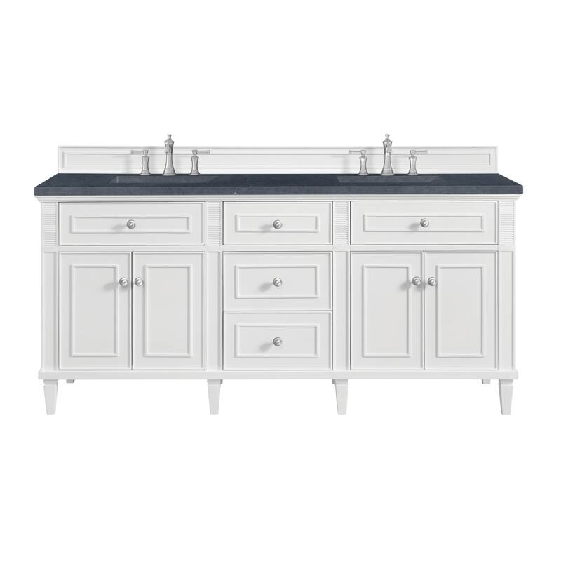 James Martin Vanities 424-V72-3CSP Lorelai 72" Double Basin Wood - Bright White - Painted