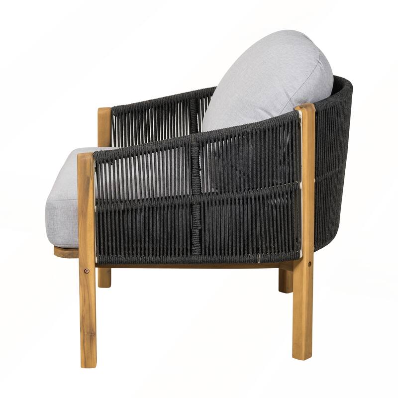 Outdoor Wood Club Chair with Cushion