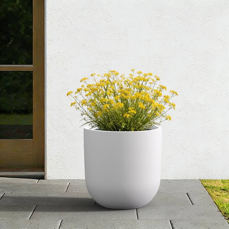 Upgraded Interior Concrete Round Planter with Drainage Holes