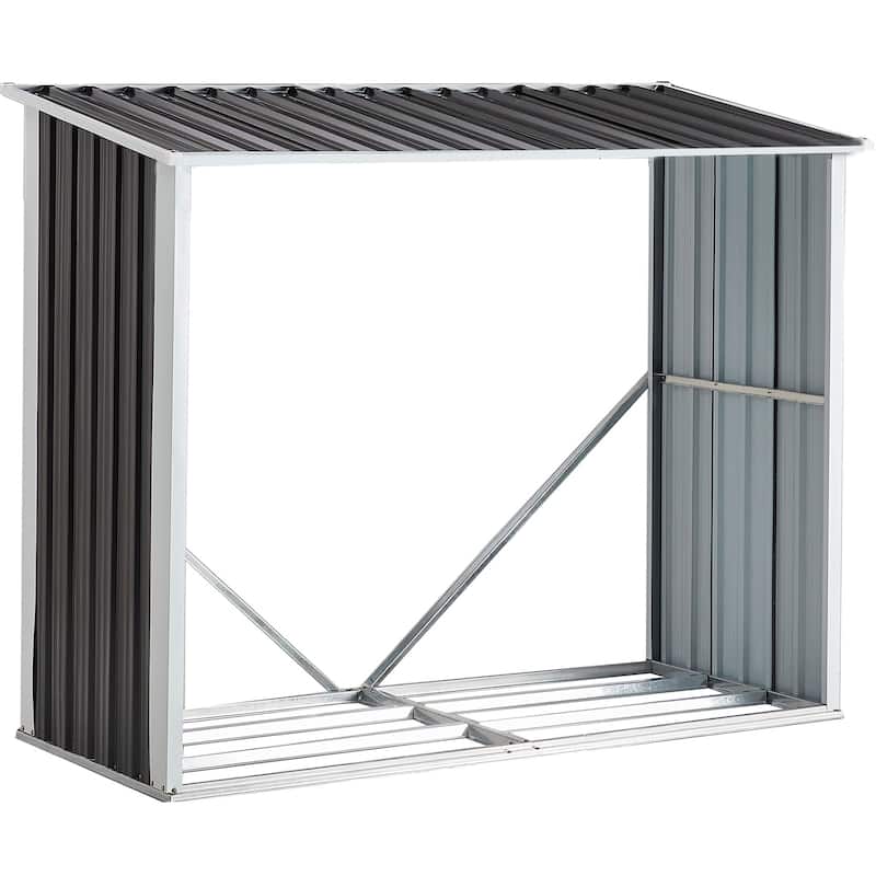 71FT Galvanized Steel Log Shed,Roofed Design for Yard,Patio,Anthracite - Dark Grey