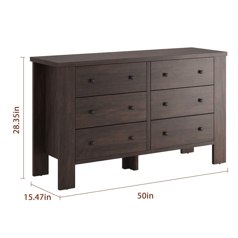 6 Drawer Dresser For Bedroom With Modern Style