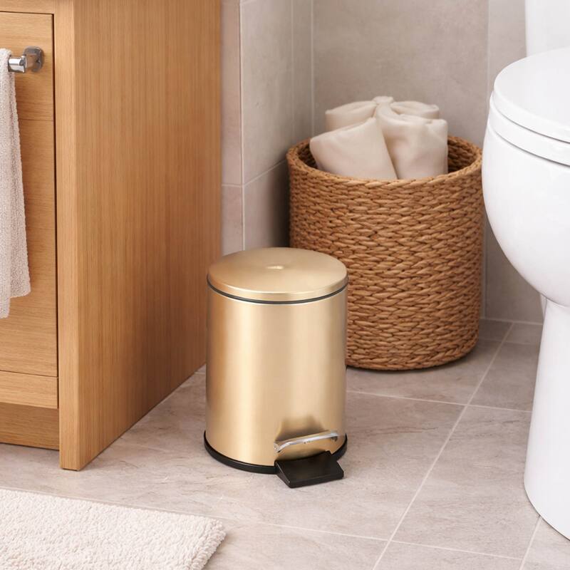Brushed Gold Trash Can Soft Close Lid 3 Liters (0.8 Gallon) - 0.8 Gal.