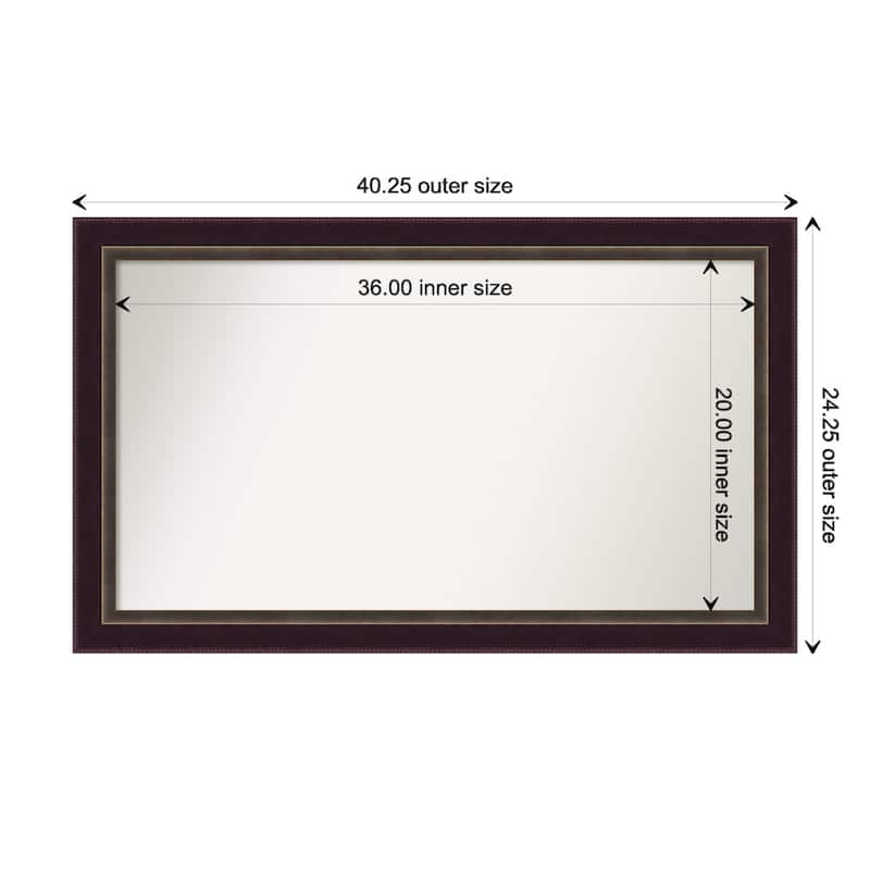 Signore Bronze Framed Non-Beveled Custom Wall Mirror, Bathroom Vanity Mirror - Outer Size: 40.25 x 24.25