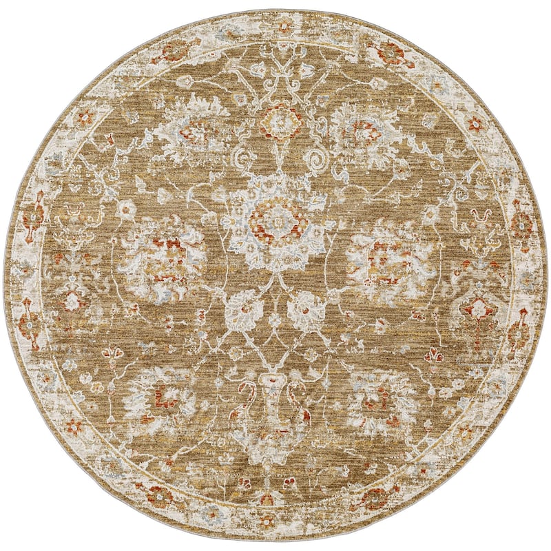 Livabliss Avant Garde Updated Traditional Medallion Area Rug - Olive - 5'3" x 5'3" Round