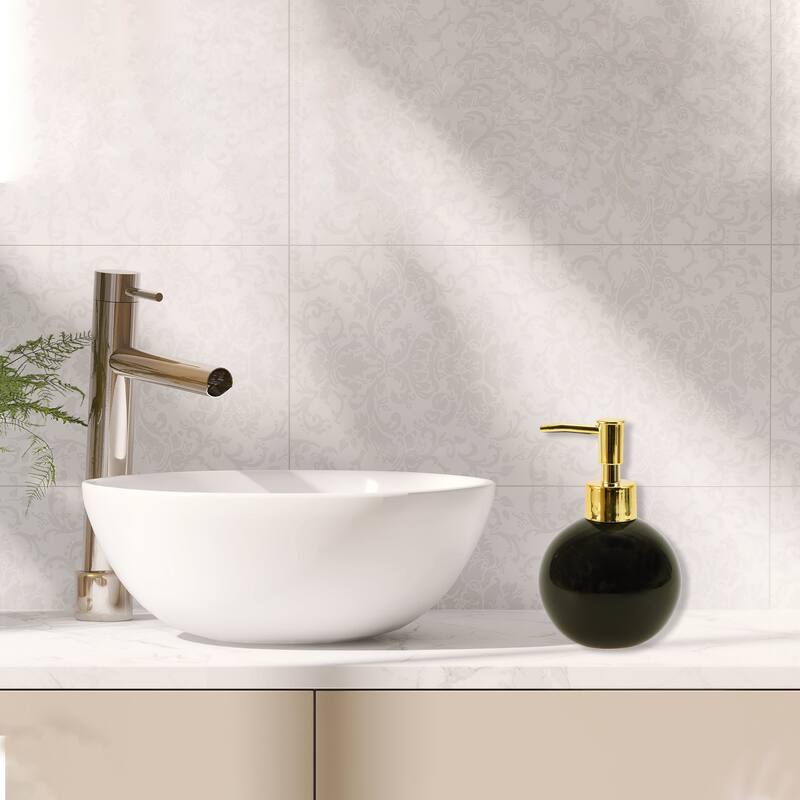 Round Simple Soap Pump Dispenser for Bathroom Hotel 300ml 1 Pcs - Black Gold Tone