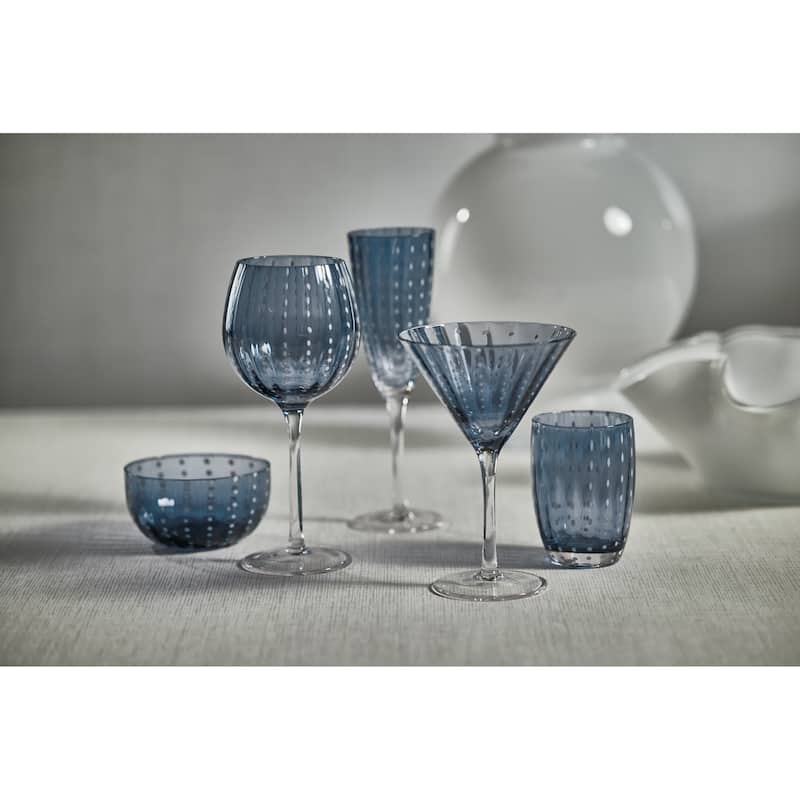 Pescara White Dot Wine Glasses, Set of 4