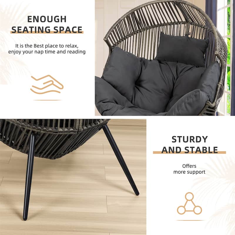 Futzca Wicker Egg Chair with Cushion