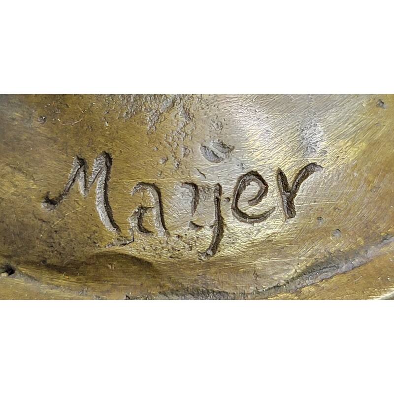 Signed Mayer Lawyer Blind Justice Bronze Figure Law Sculpture Statue Figure Art