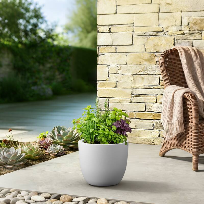 Concrete Tall Round Pot for Indoor & Outdoor(Upgraded Interior)