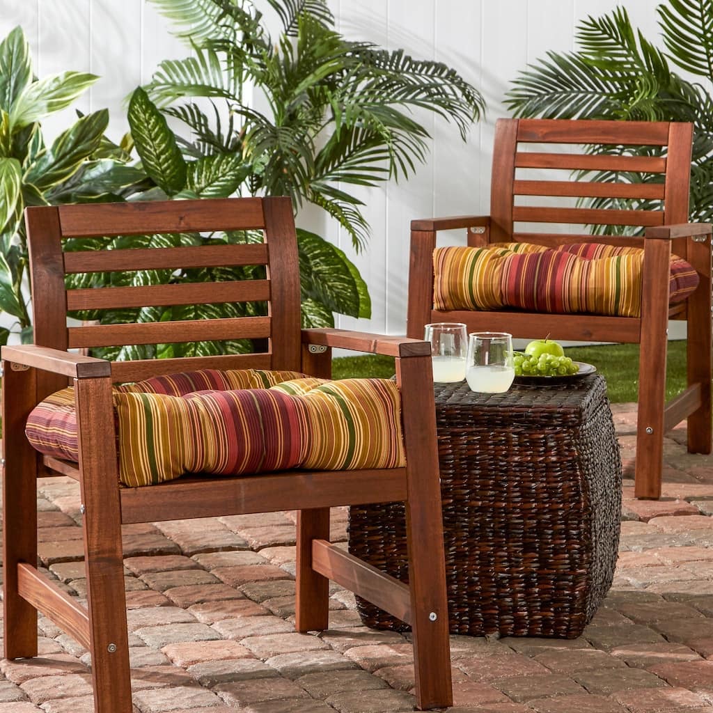 Kinnabari 20-inch Outdoor Stripe Chair Cushion (Set of 2)