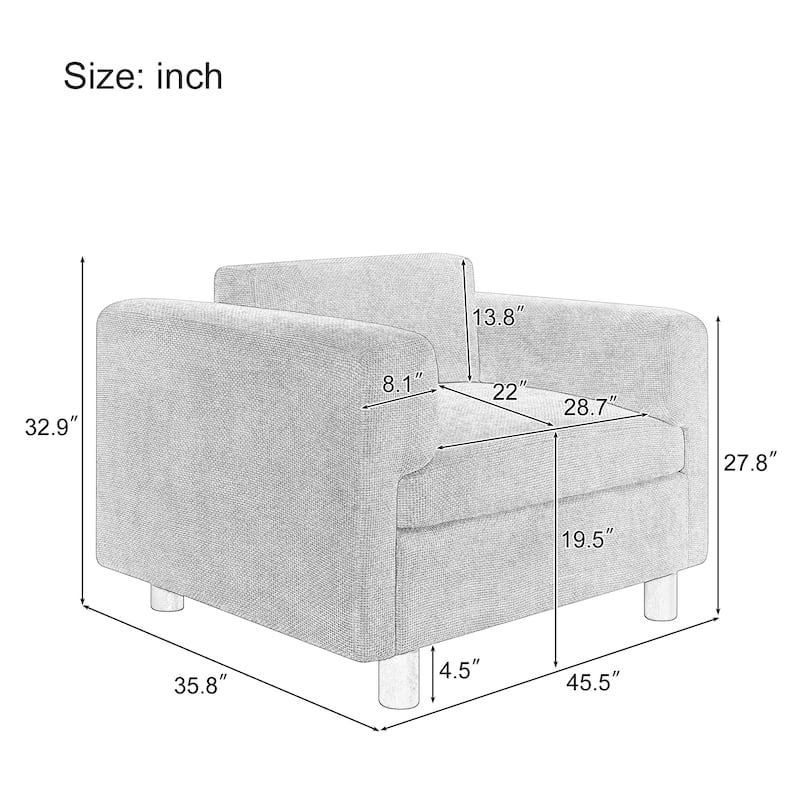 Modern Oversized Armchair Comfy Accent Chair Single Sofa for Living Room Bedroom Office Apartment, Woven Velvet Fabric