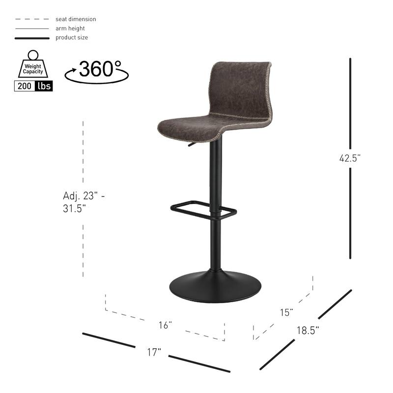 NPD Furniture Jayden Faux Leather Low back Gaslift Swivel Barstools (Set of 2)