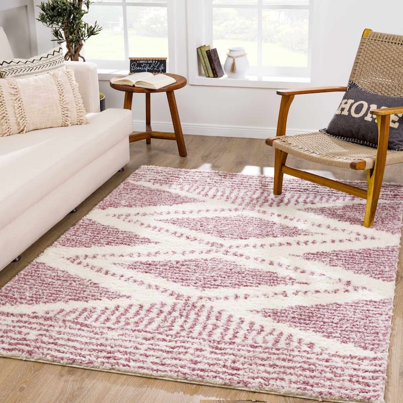 Hauteloom Lux Shag Collection Moroccan Farmhouse Shaggy High Plush Pile Area Rug