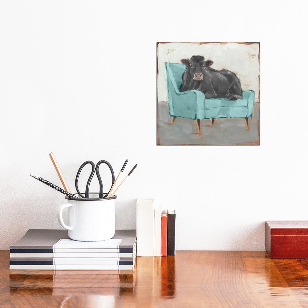 iCanvas "Moo-ving In IV - Black" by Ethan Harper Canvas Print