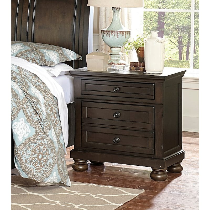 Grayish Brown Bedroom 3pc Set Platform Storage Bed Nightstand Chest