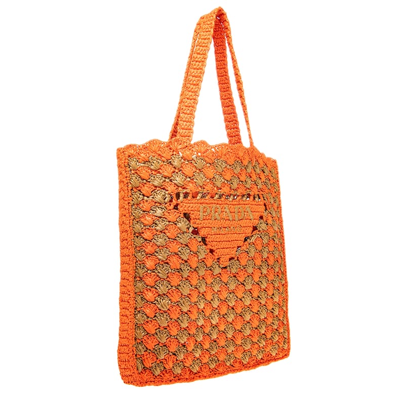 Prada Two Tone Crochet Logo Tote